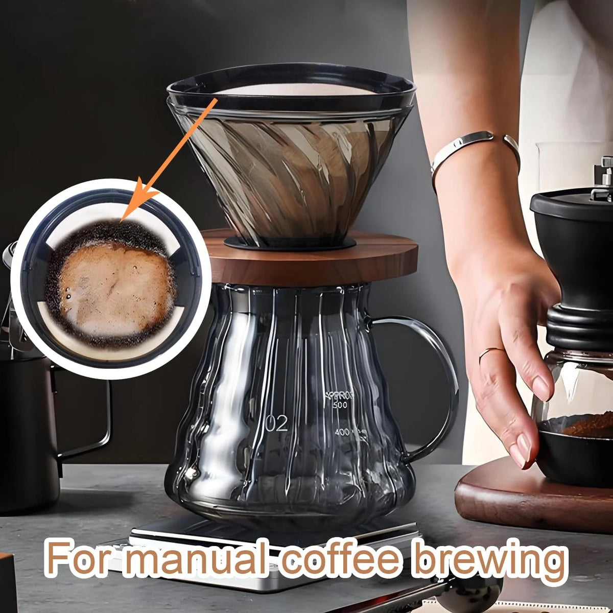 Ainreond 2Pcs Reusable Coffee Filter Basket, No.4 Cone one size, Black