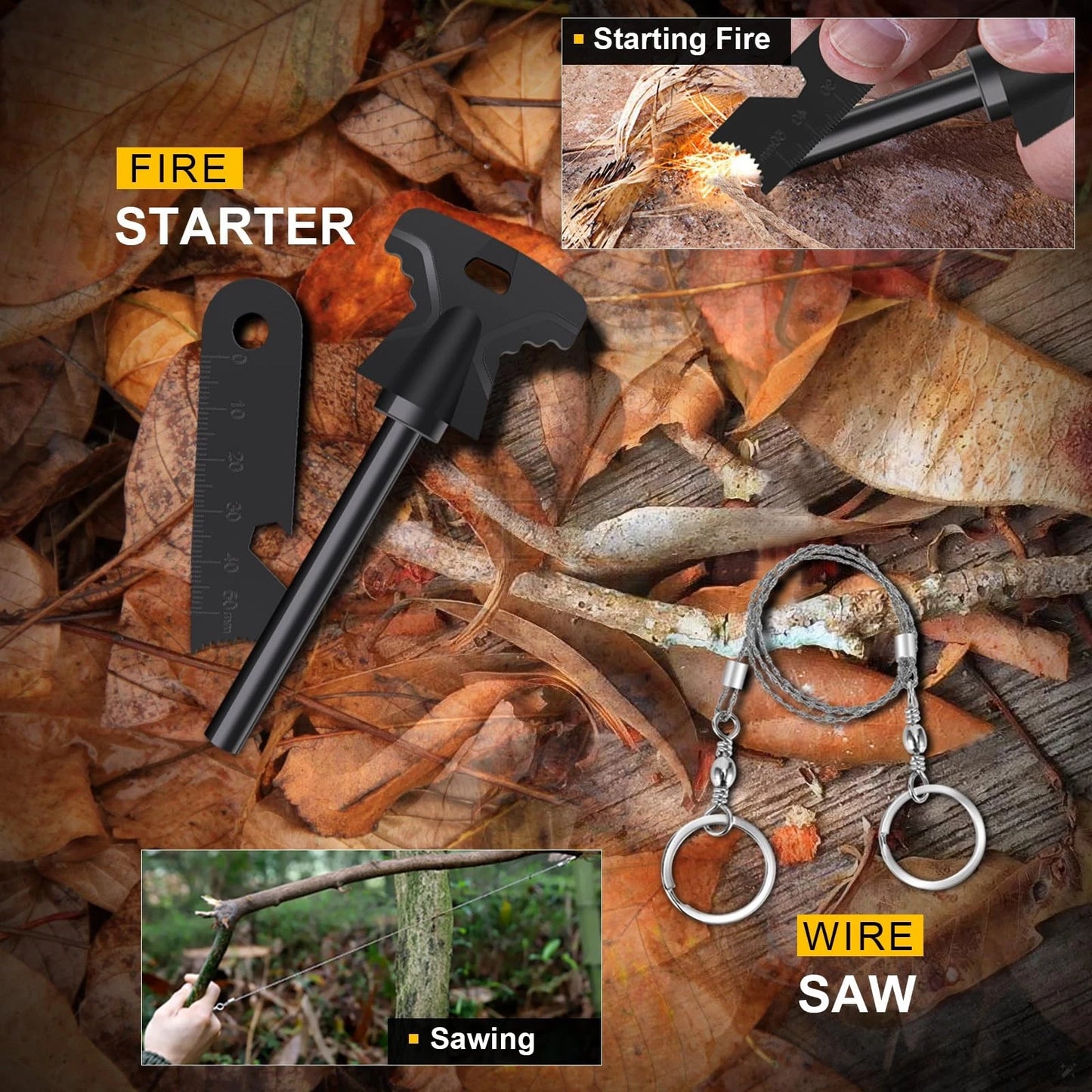 Gifts for Men Fathers Day 14-in-1 Survival Kit - Premium Outdoor Large