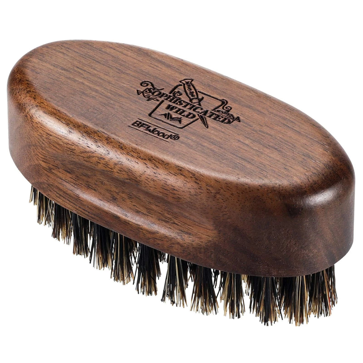 BFWood Small Travel Beard Brush - Natural Boar 1 Count (Pack of 1), Black