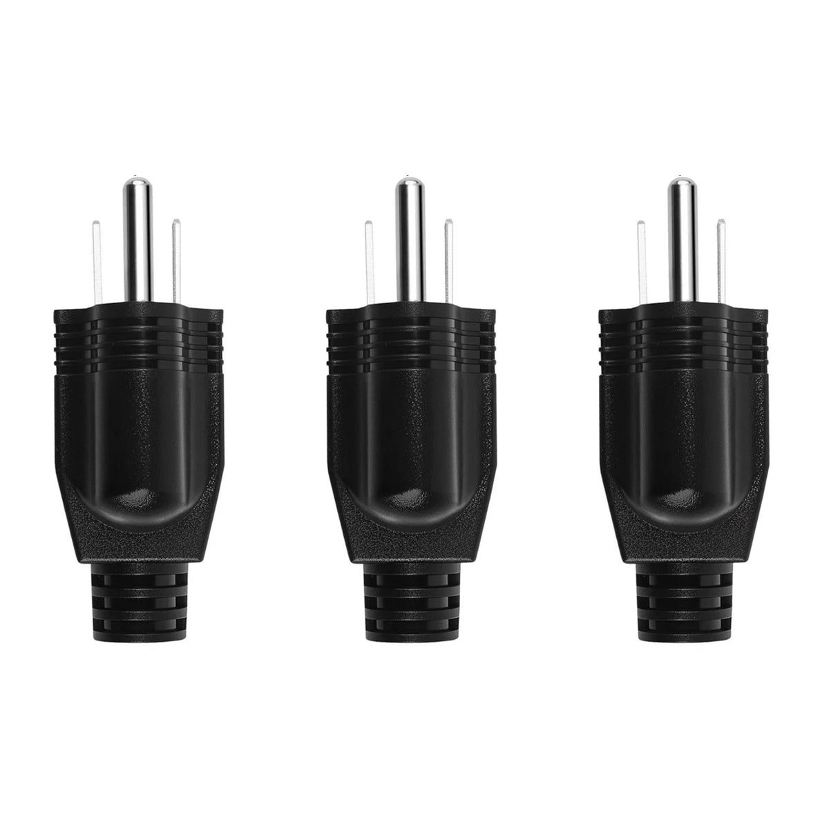 Male Electrical Plug Replacement Connector 3 Prong 125V 15A AC 3-Pack Cord