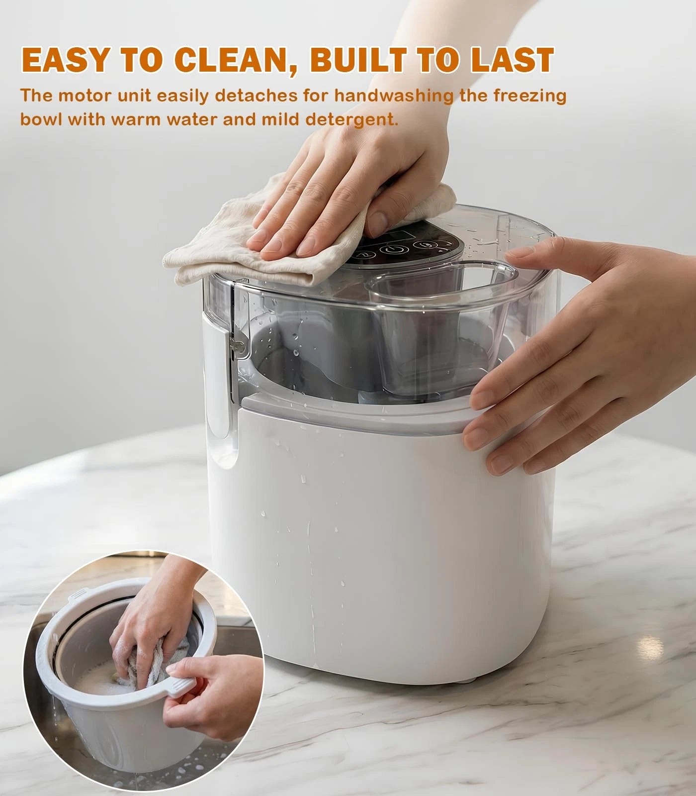 Ice Cream Maker Machine, 1.52 Quarts Cream, Sorbet and 1.52-Qt, white