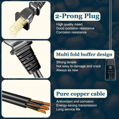 HASMX Percolator Power Cord 36" for West Bend Coffee Urn 58030 58012, Black