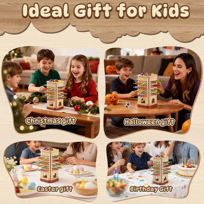 Pinshoon Montessori Game Wooden Board Game, Multiplayer for Kids 8.3inch, Red