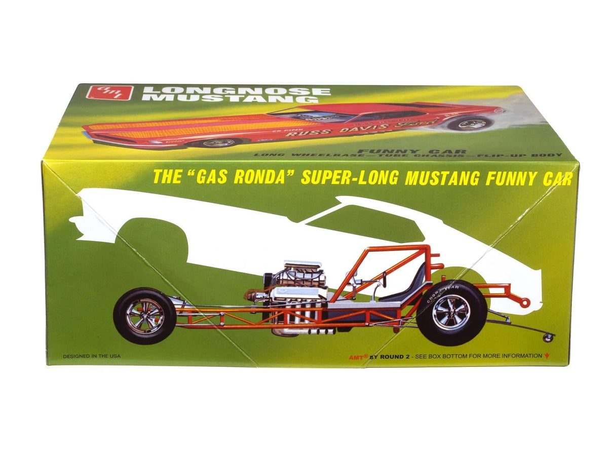 AMT 1969 Ford Mustang Long Nose Funny Car Gas Ronda 1:25 Scale 1 inch, White
