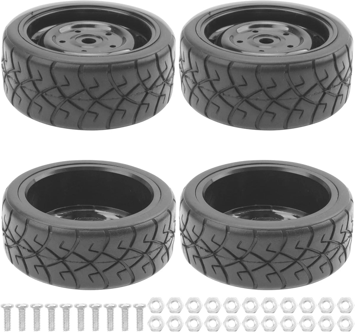 ShareGoo RC 1/10 Scale On Road Tires OD2.55 Rubber & Wheel Rims 12mm Hex...