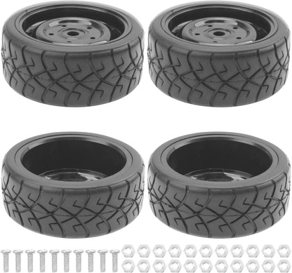 ShareGoo RC 1/10 Scale On Road Tires OD2.55 Rubber & Wheel Rims 12mm Hex...