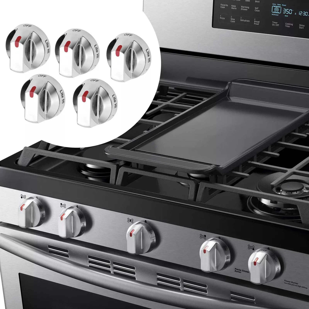 5Pcs DG64-00473A Gas Stove Top Burner Dial Knob Range Oven For Samsung