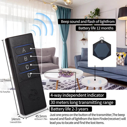 4-in-1 Key Finder Wireless Alarm Anti Lost Key Wallet Tag Tracker Accessories