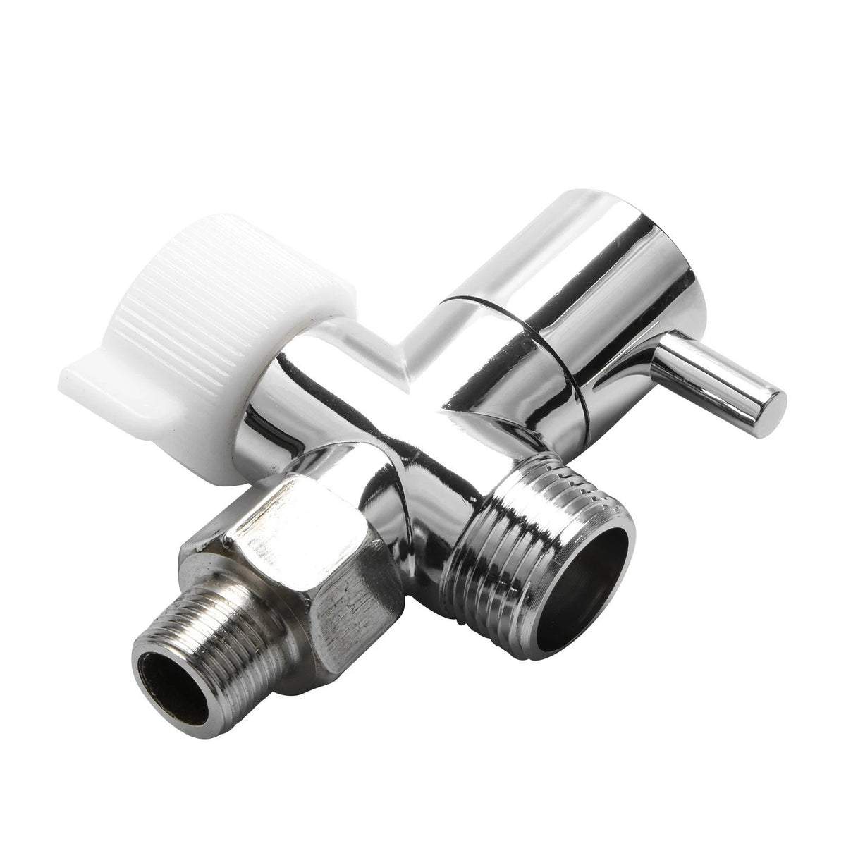 Single Lever 3-Way T Adapter Valve 90° Control for Cloth Diaper Sprayer Silver