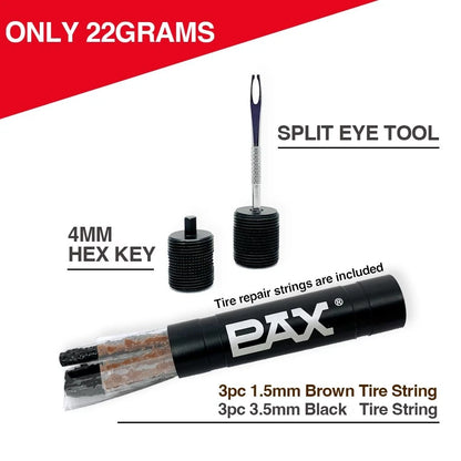 PAX Black Mountain Bike Tubeless Tire Repair Plug Kit, Black, 4mm Hex key