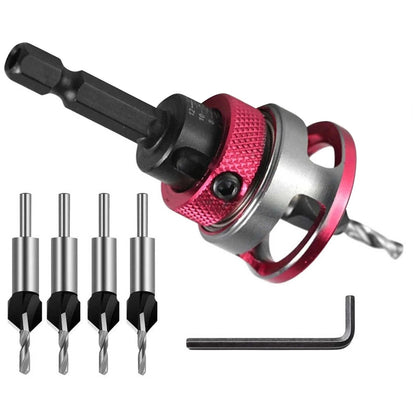6PCS Adjustable Depth Countersink Set for Wood Screw Holes and Head Sinking