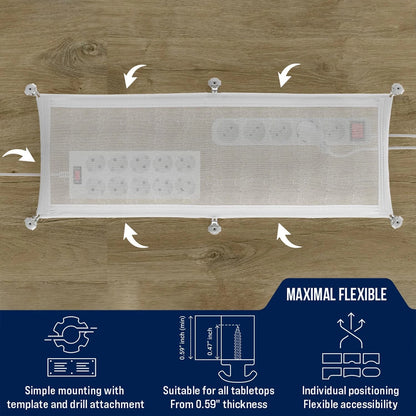 Cable Management net - Under Desk Wire - 63,5 x 24 cm, White