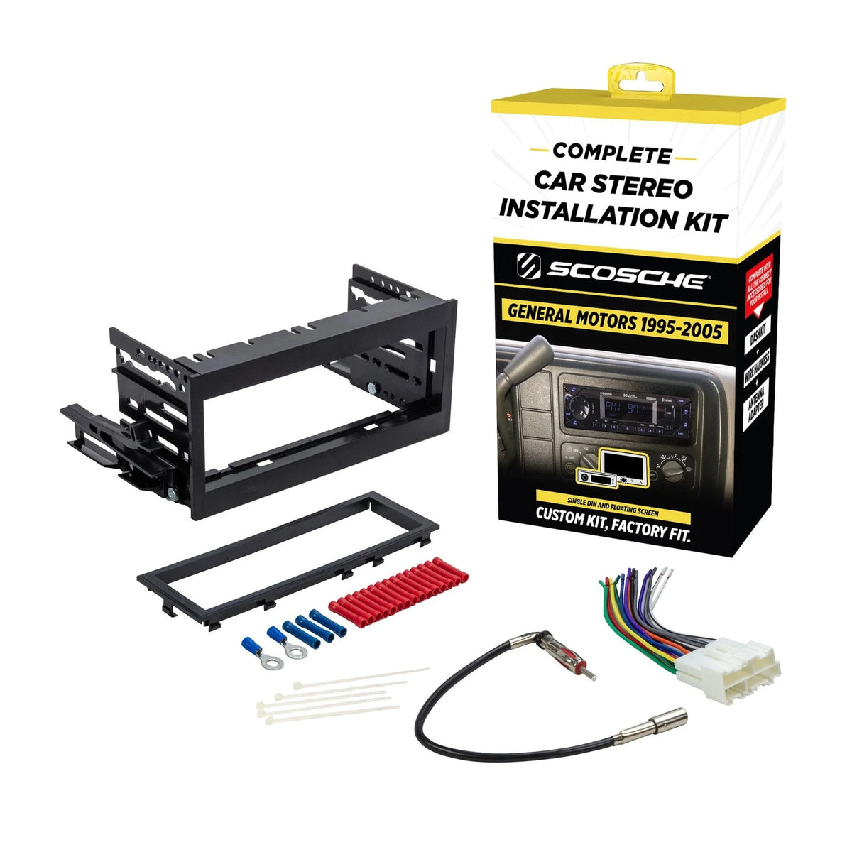 Scosche GM9505CS Complete Single DIN Stereo Installation DIN, Black