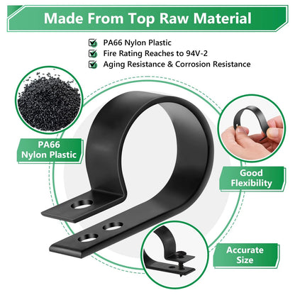 Cable Clips for Management Cord Organizer, 6 Sizes 290pcs, 290PCS Black