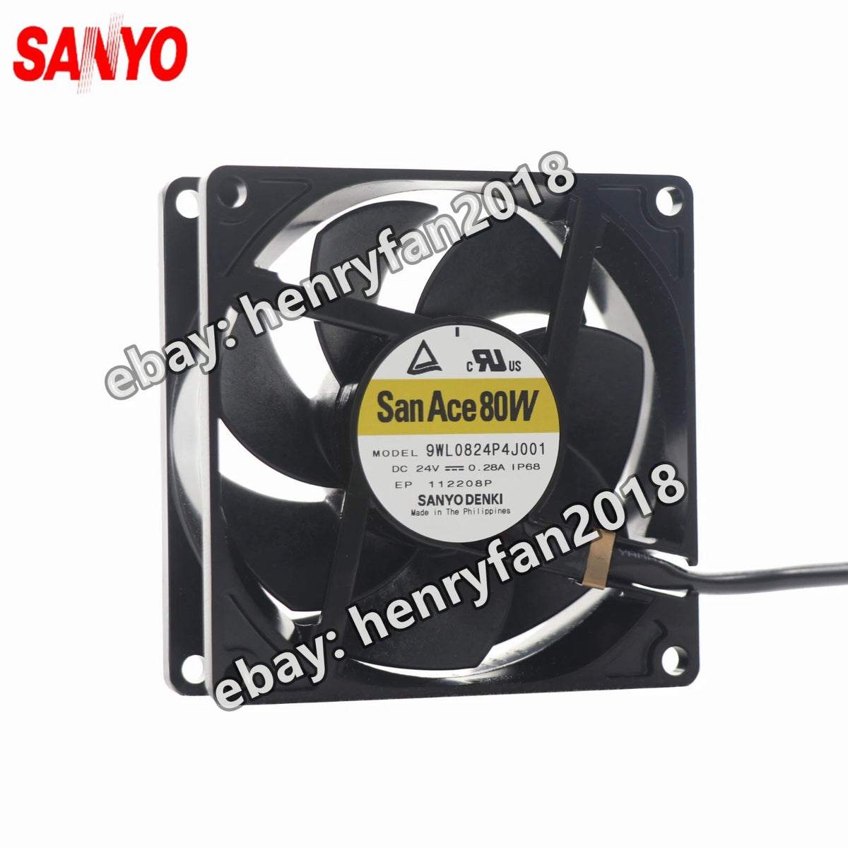 SANYO Denki 9WL0824P4J001 SanAce DC Fan 24V 0.28A 80*80*25MM IP68 Axial Fan