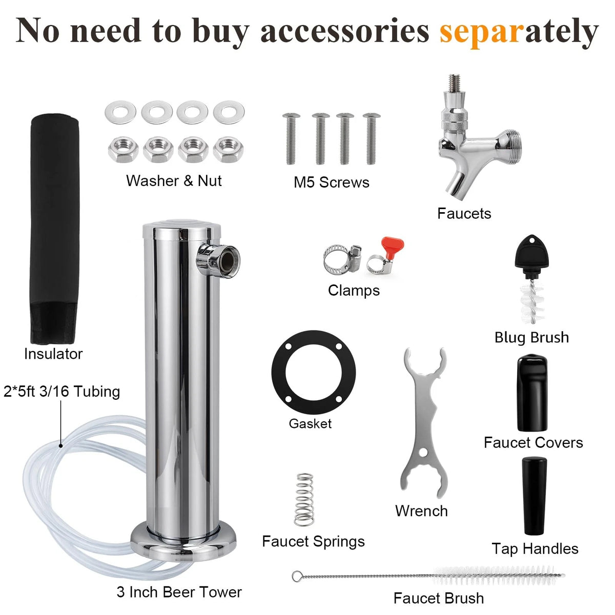 Hgkeke Beer Tower Single Tap Draft Tower, Silver