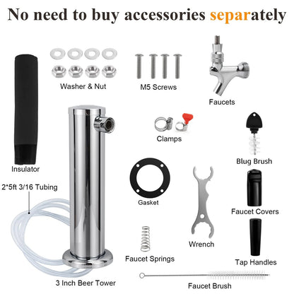 Hgkeke Beer Tower Single Tap Draft Tower, Silver