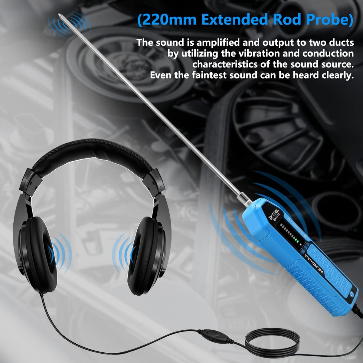 ZKTOOL Automotive Electronic Mechanics Stethoscope Ear Diagnostic...