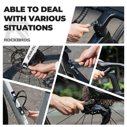 ROCKBROS Bike Tool Kit, Portable Multitool with 7 Magnetic Black, Silver