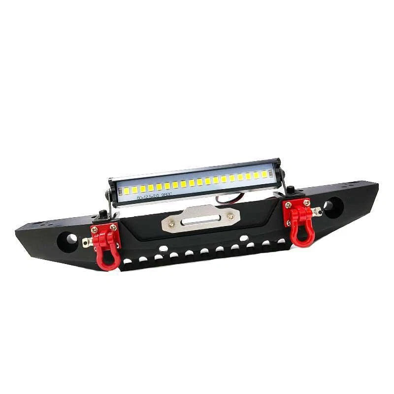 1/10 RC Car Metal Front Bumper With LED Light&Hook For Axial SCX10 II 90046 TRX4