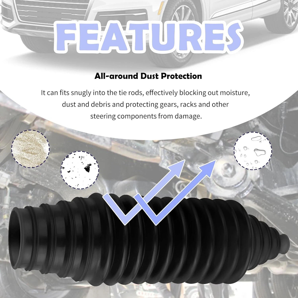 Tie Rod Boot Kit with Pinion Bellow Cable Ties and Clamps,Waterproof & Black