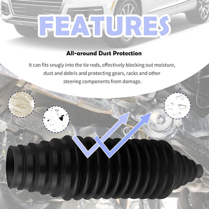 Tie Rod Boot Kit with Pinion Bellow Cable Ties and Clamps,Waterproof & Black