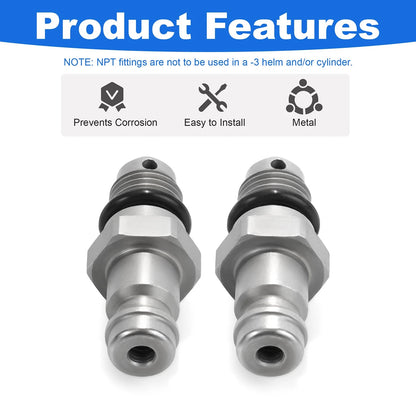 2PCS Front Mount Cylinder Bleed Fittings – 3/8" Compression,9/16"-24 Fine Thread