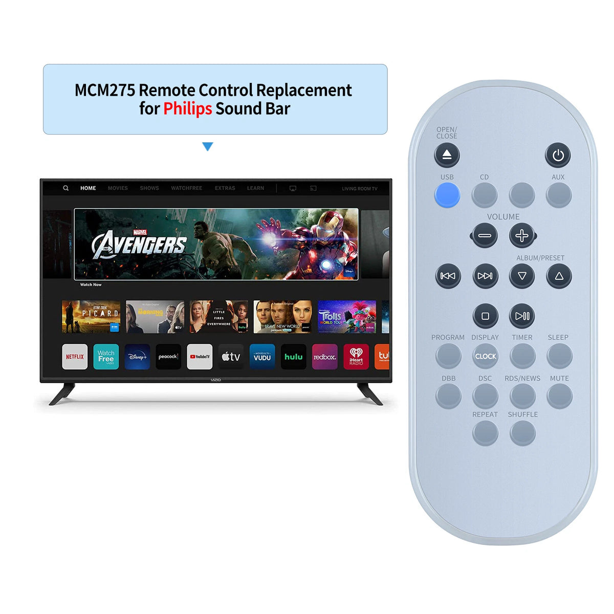 Remote For Philips MCM275 Music Micro HiFi System MCM275/37B MCM275/93