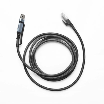 Aluminum 2-in-1 Ethernet Cable USB-A/Type-C to RJ45 100Mbps 1.8M Braided for PC