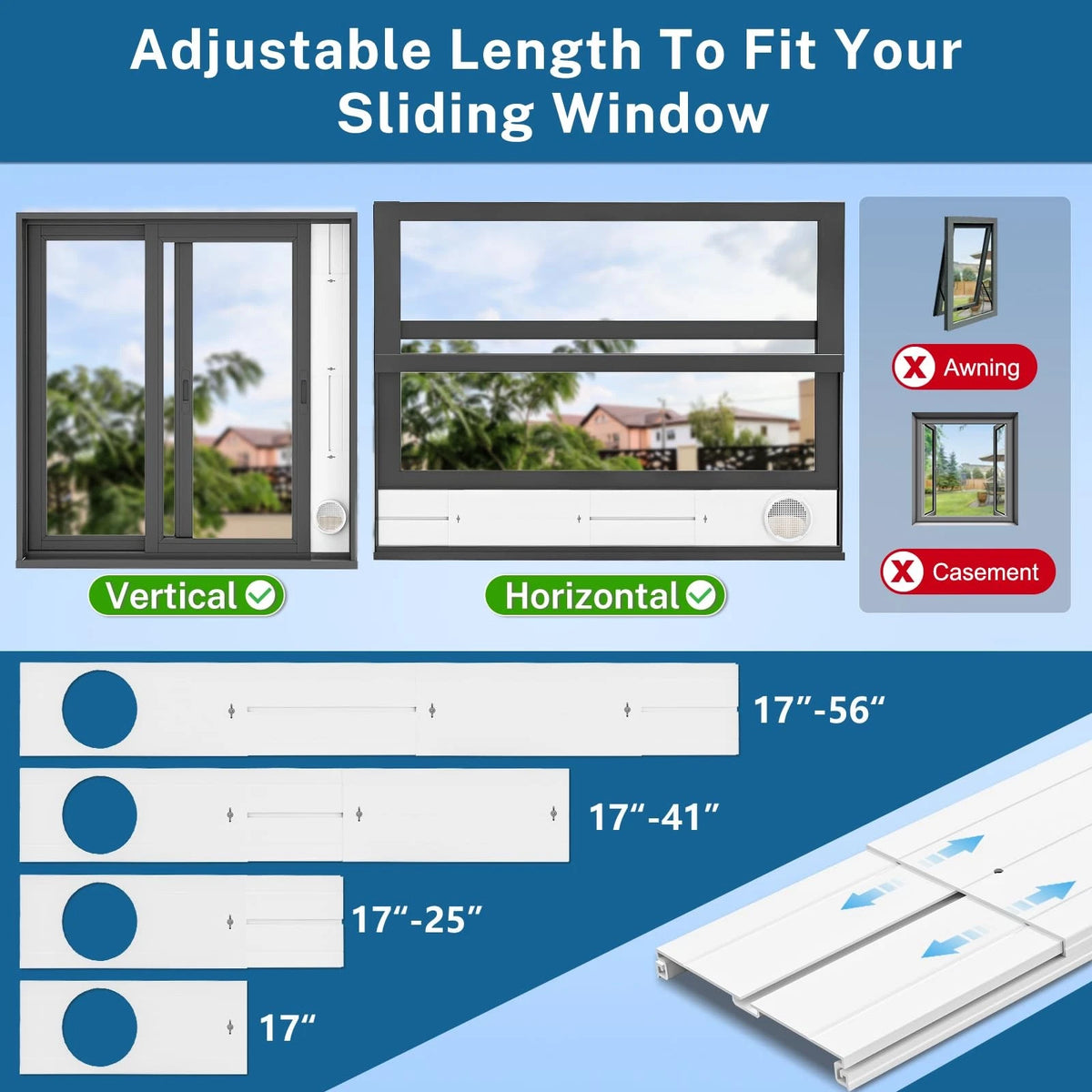 Insputer Portable ac Window Vent Kit with Universal Coupler, A-17-56in, White