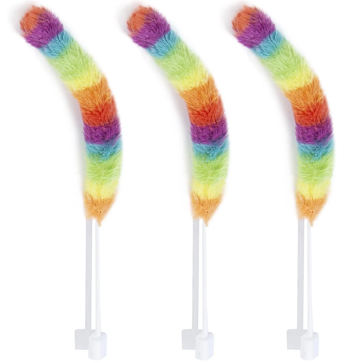 Qraxond Interactive Cat Toys for Indoor Large, 3 Plush Tail Wands