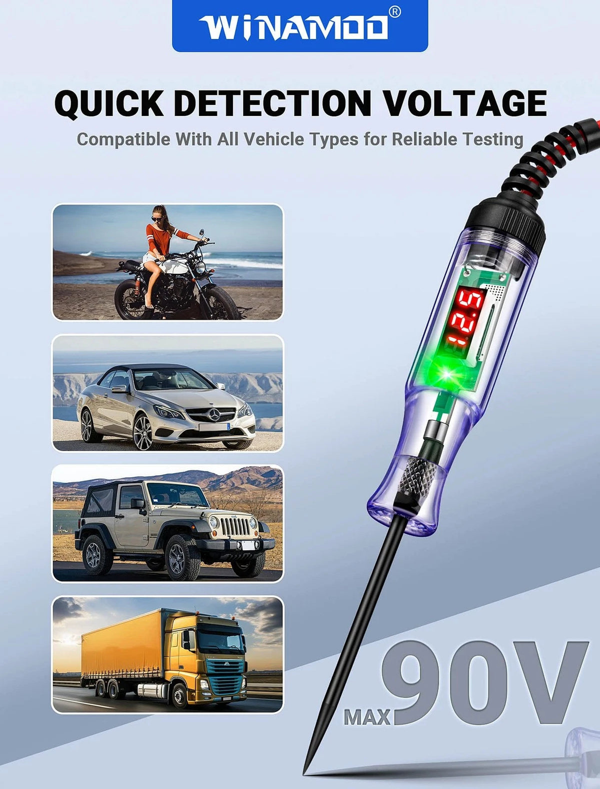 WINAMOO Test Light Automotive 5-90V Digital LED 45 cm x 45 x 141 cm, black