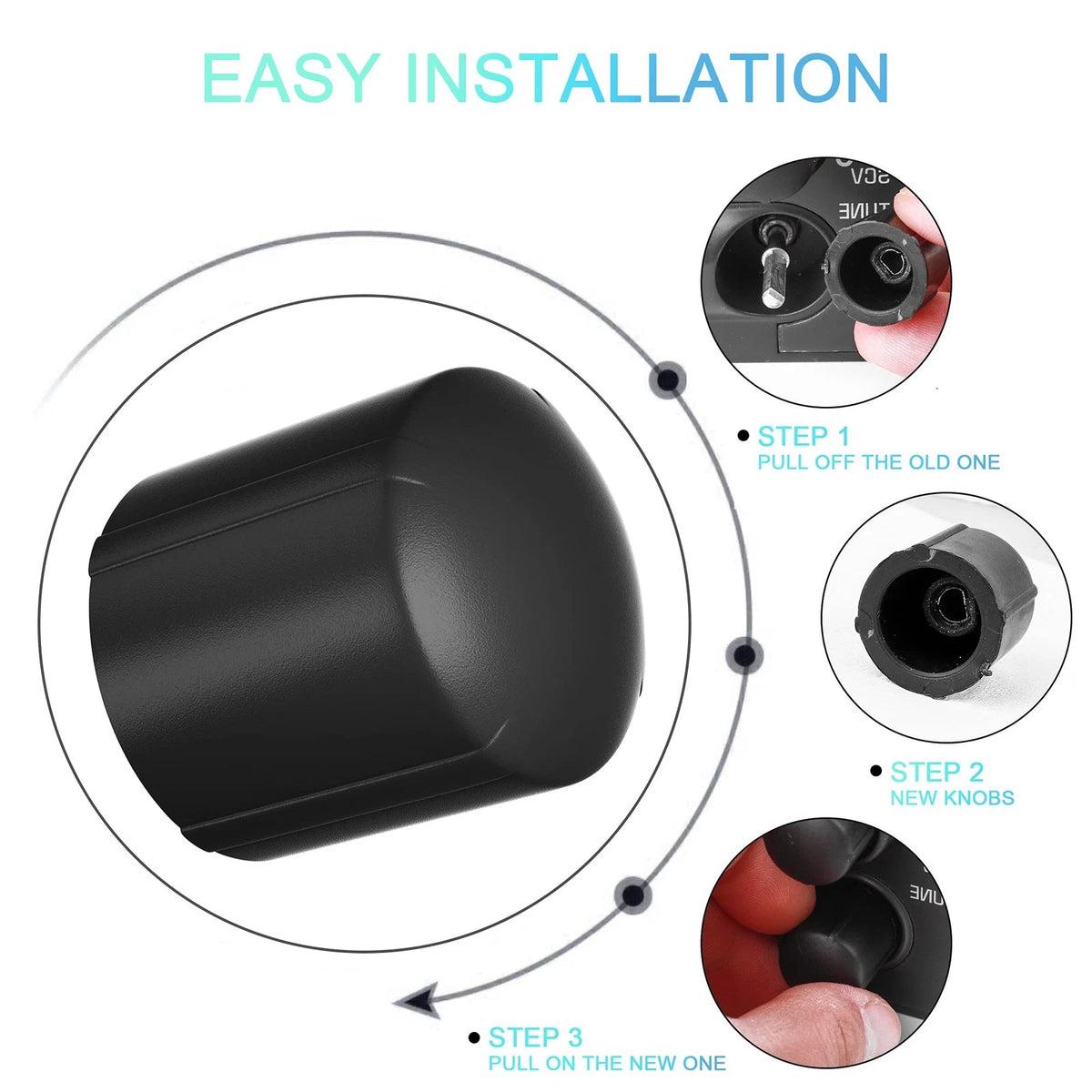 BASIKER Fit for  Equipment Radio Stereo Control 18*18.8mm, Black