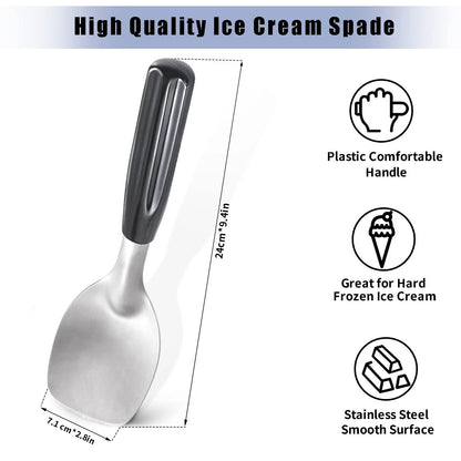 POWSHELF 2 Pack Ice Cream Spade - Stainless Steel Flat 9.4*7.1, Silver