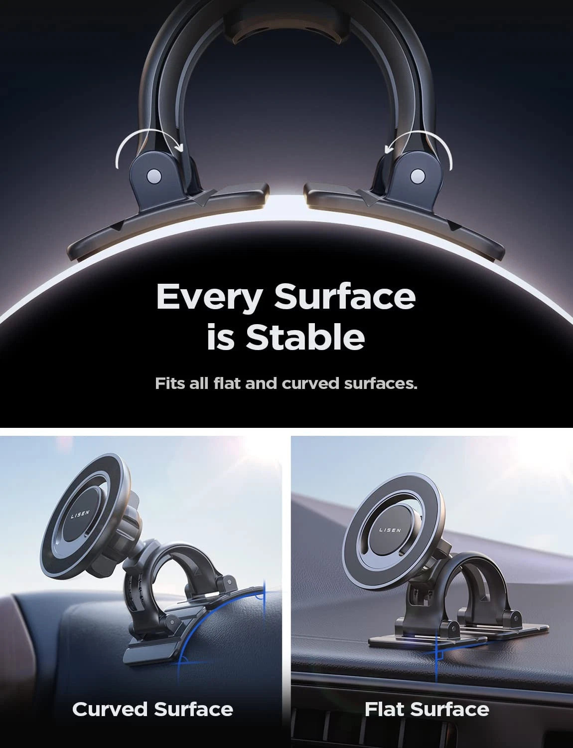 LISEN for MagSafe Car Mount [360° Rotation] Magnetic Phone Compact, Black
