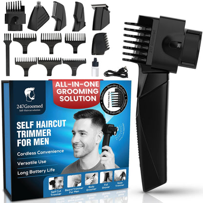 247 Groomed Self Haircut Kit for Men – Electric Hair Trimmer Black