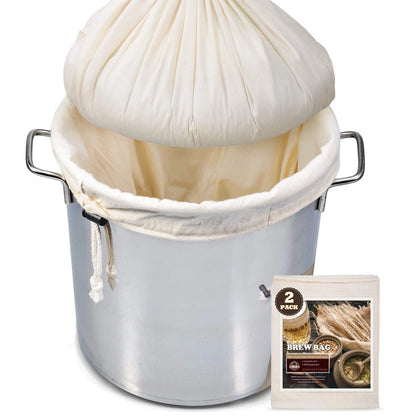 Brew Bag, 26" x 22", 2 Pack,  Unbleached 2 Count (Pack of 1), white