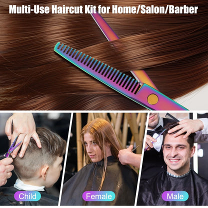Hair Cutting Scissors Set, Professional Haircut Kit with Cutting...