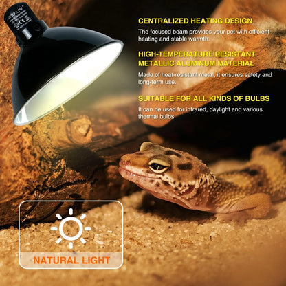 GVWRATW Reptile Lamp Fixture with Dimming Thermostat – Deep Dome Heat Black