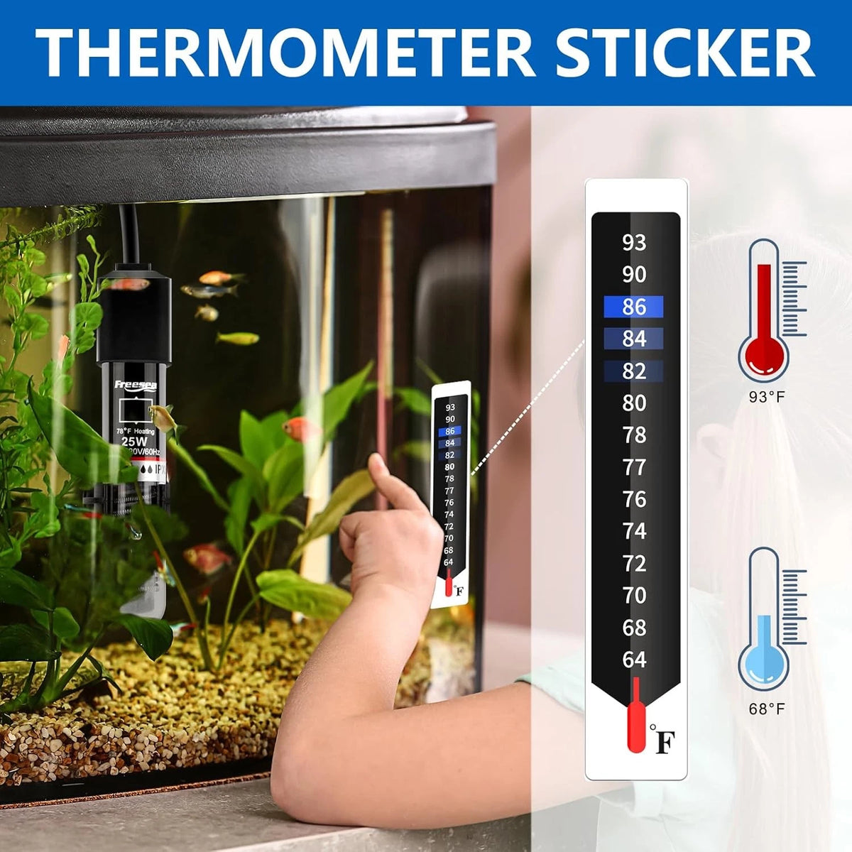 FREESEA Aquarium Fish Tank Heater: 25W/50W/100W/300W Small -25W, Black