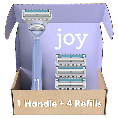 joy Razors for Women, 1 Handle, 4 Razor Blade 4 Count (Pack of 1), Teal