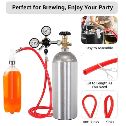 5ft Kegerator CO2 Gas Line and Beer 5Ft Line+5Ft Line, Red+Clear