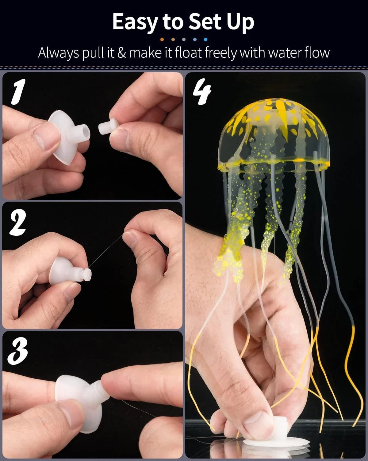 Uniclife 6 Pcs Glowing Jellyfish Ornament Decoration for Aquarium