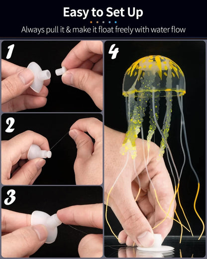 Uniclife 6 Pcs Glowing Jellyfish Ornament Decoration for Aquarium