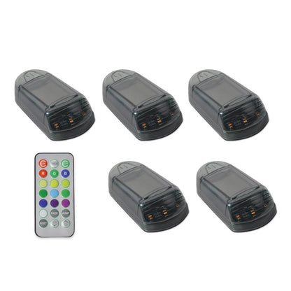 Wireless 5pcs LED Solar Cab Roof Lights With Remote For Trucks Amber Color