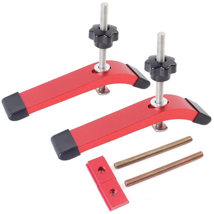 KETIPED Aluminum T-Track Hold Down Clamp With T Bolts and Slider, 6.3"L x Red