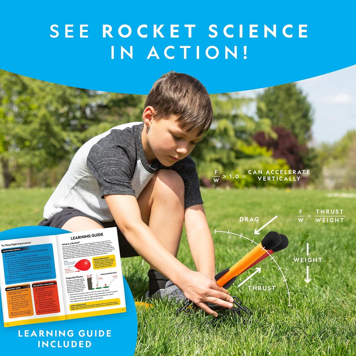 National Geographic Air Rocket Toy – Jump & Launch Dueling Medium, Multicolor