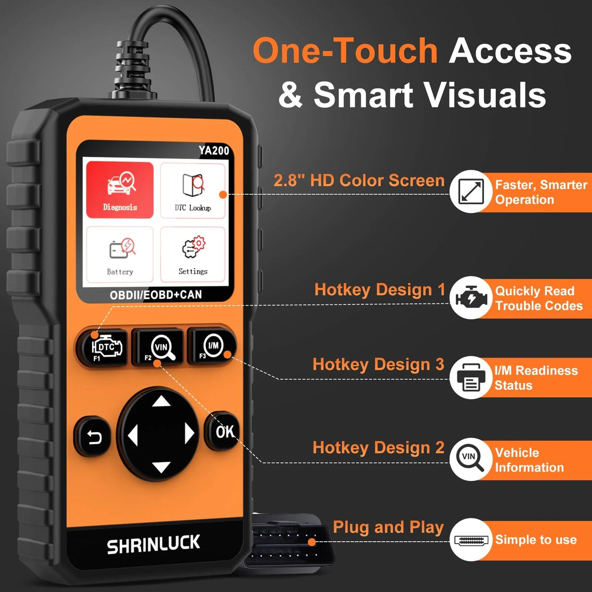 Y2 2.8'' Color Graphing Screen OBD2 Scanner Diagnostic Tool,Enhanced PRO Y001