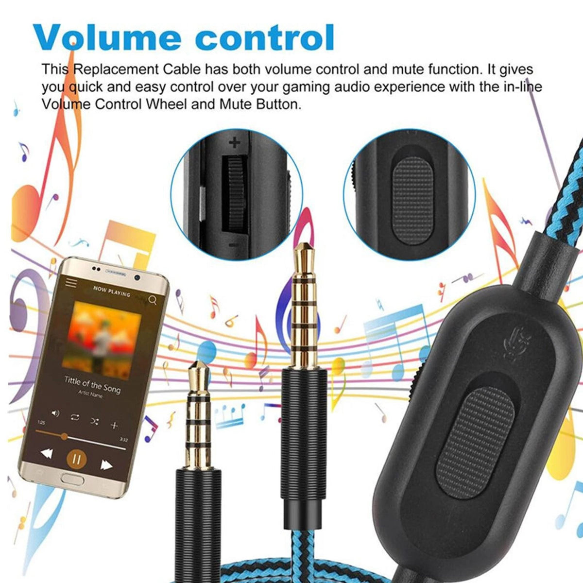 2m/78.7in Audio 3D Stereo Cable Wire Cord For Astro A10 A40 A30 Gaming Headset