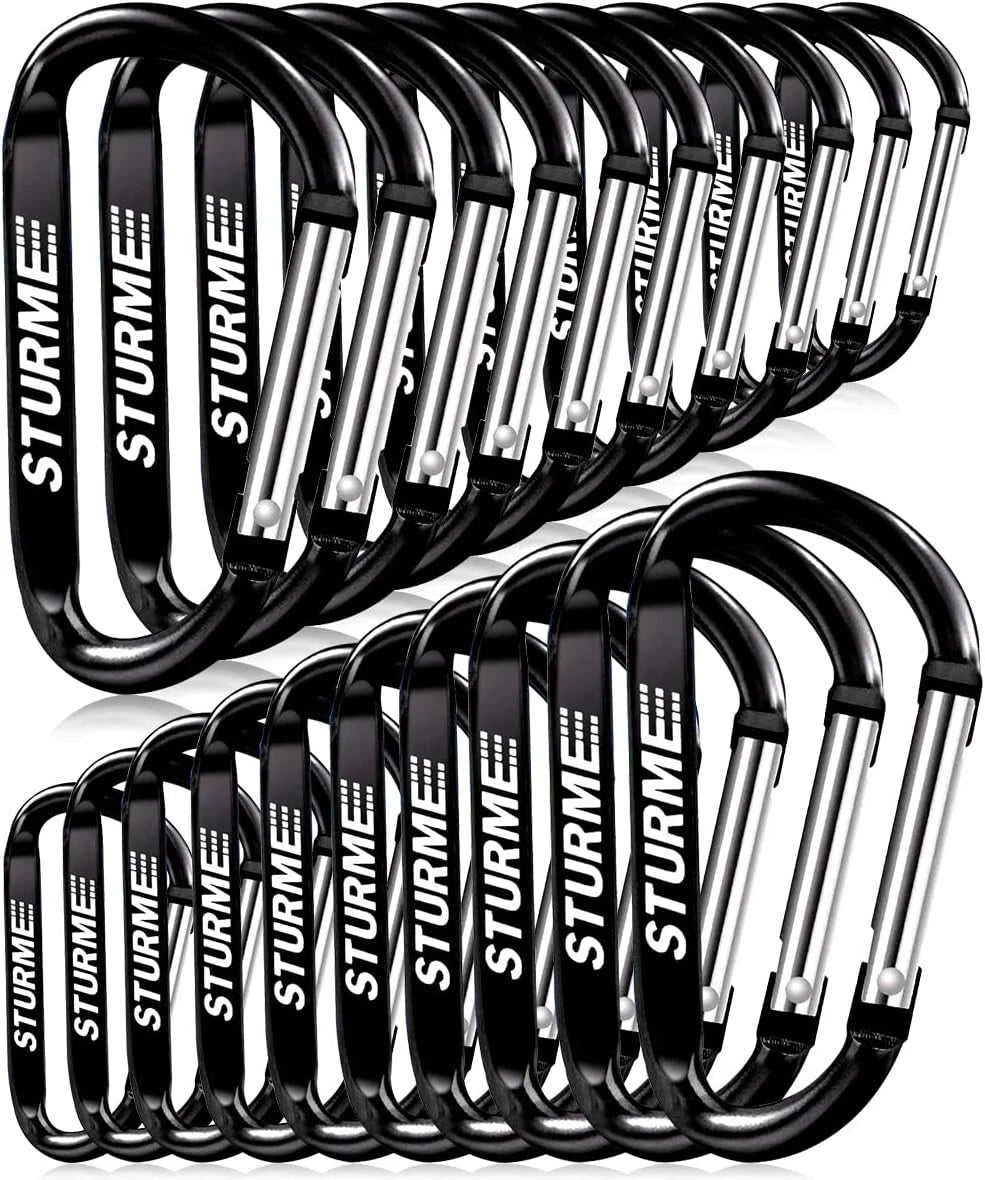 20pcs 2.7" Carabiner Clip Durable Carabeaner Hooks 2.7'', Black
